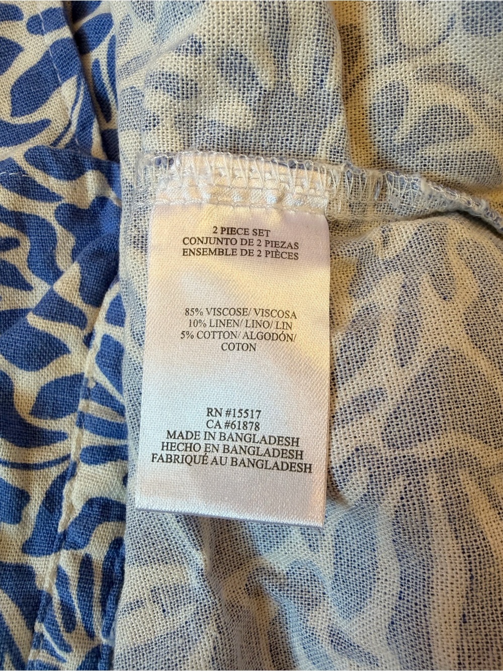 Vince Camuto 3T Blue & White Floral Linen Blend Two-Piece Shirt & Skort Set - Picture 4 of 7